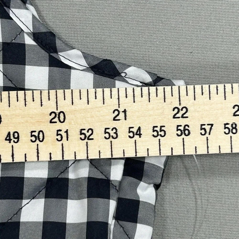 Talbots Vest Women’s L Black White Gingham Plaid Quilted Puffer Western Preppy - Picture 4 of 12